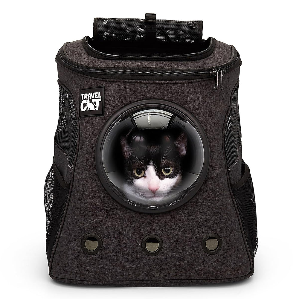 The Fat Cat backpack carrier shows airline approval for smooth travel with your cat.