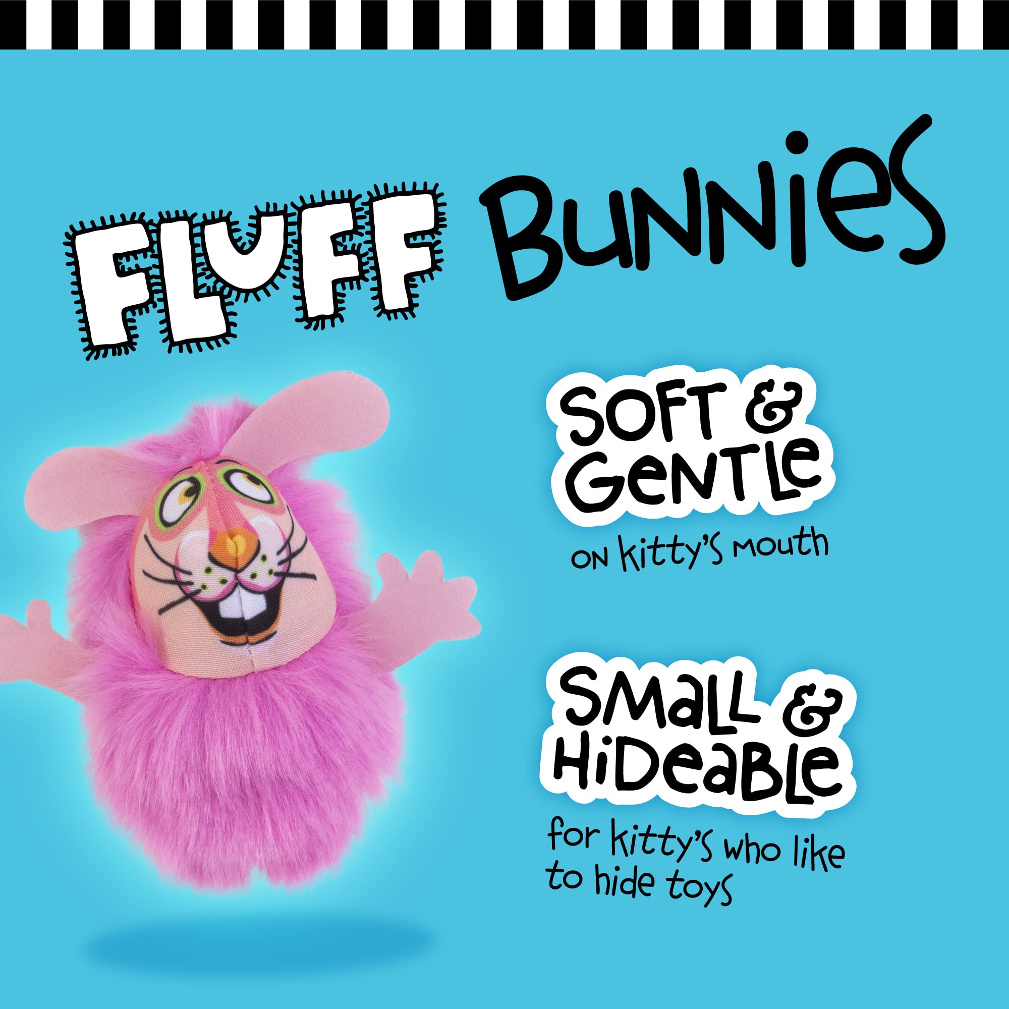 Fat Cat Fluff Bunnies pink closeup, soft plush for cuddle-and-play