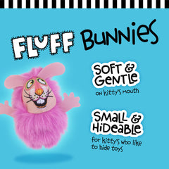 Fat Cat Fluff Bunnies pink closeup, soft plush for cuddle-and-play