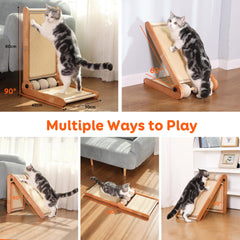 FathiSooc transformable cat scratcher flat lounging bed for restful naps.