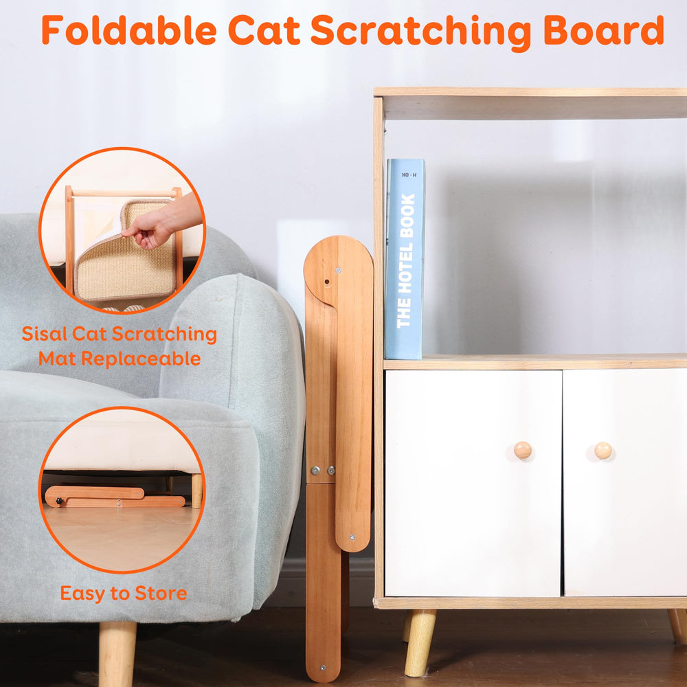 FathiSooc transformable cat scratcher folded flat panel for compact storage.