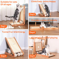 FathiSooc transformable cat scratcher triangular hideout provides cozy retreat.