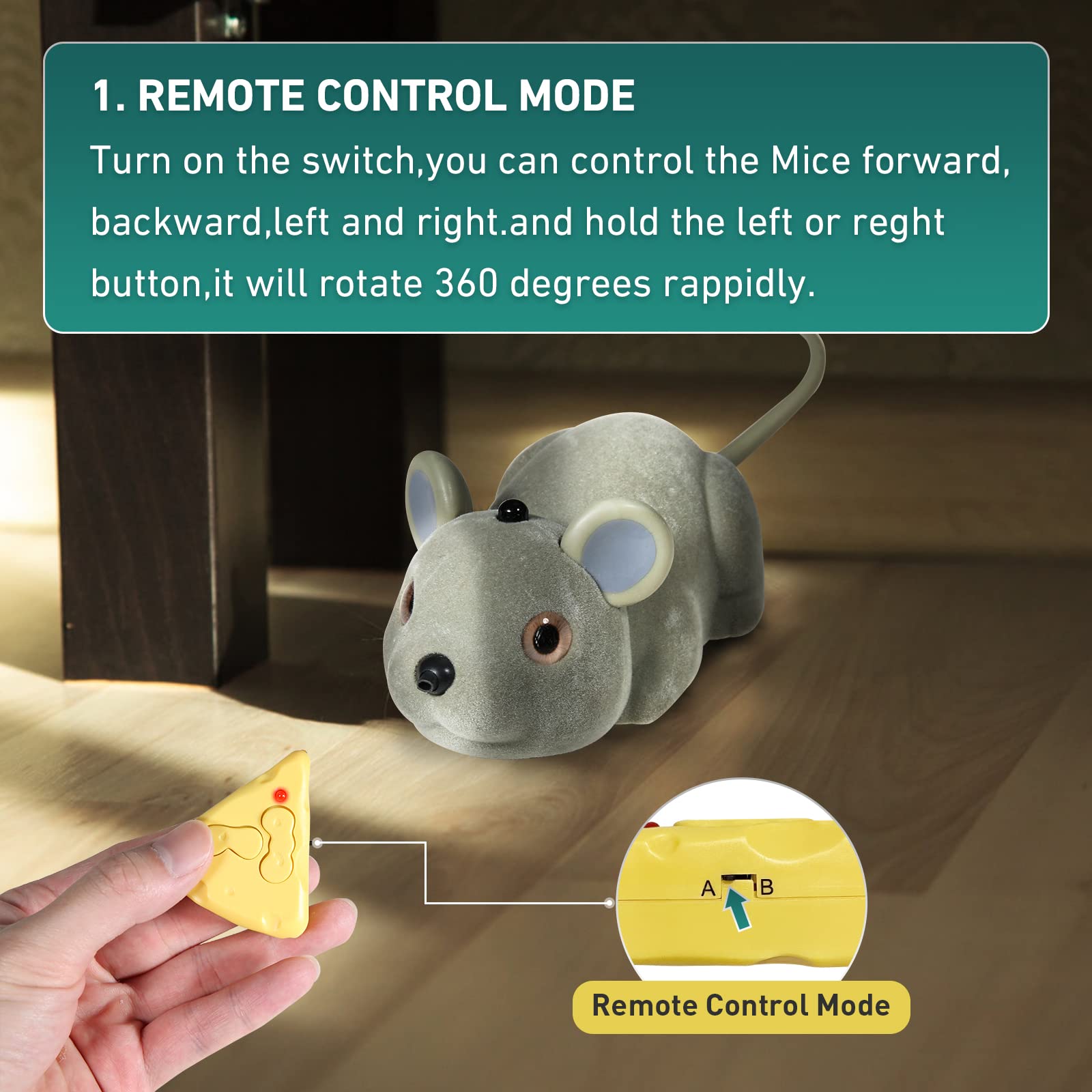 FauKait Mice Toy sensor mode captures curiosity with obstacle-sensing action
