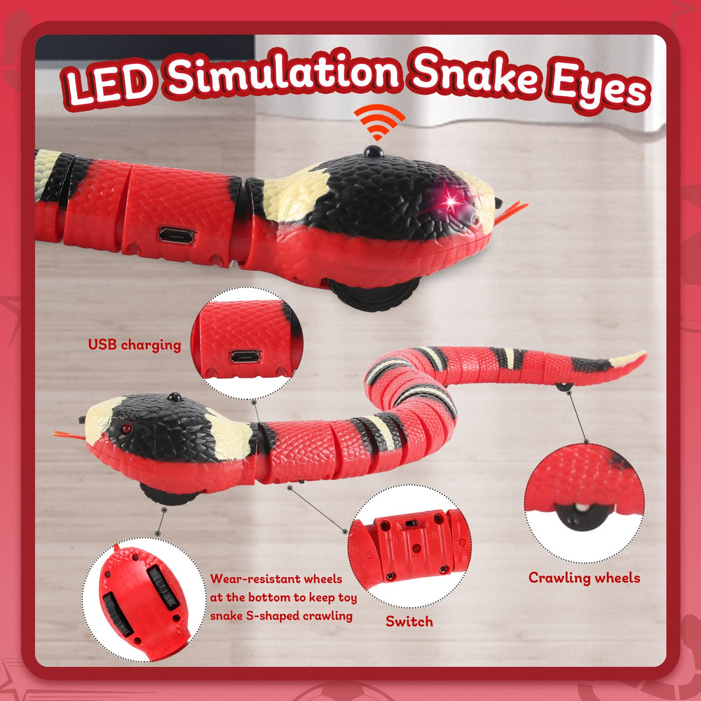 FauKait smart-sensing-snake eye detail captures attention and triggers chase instincts.