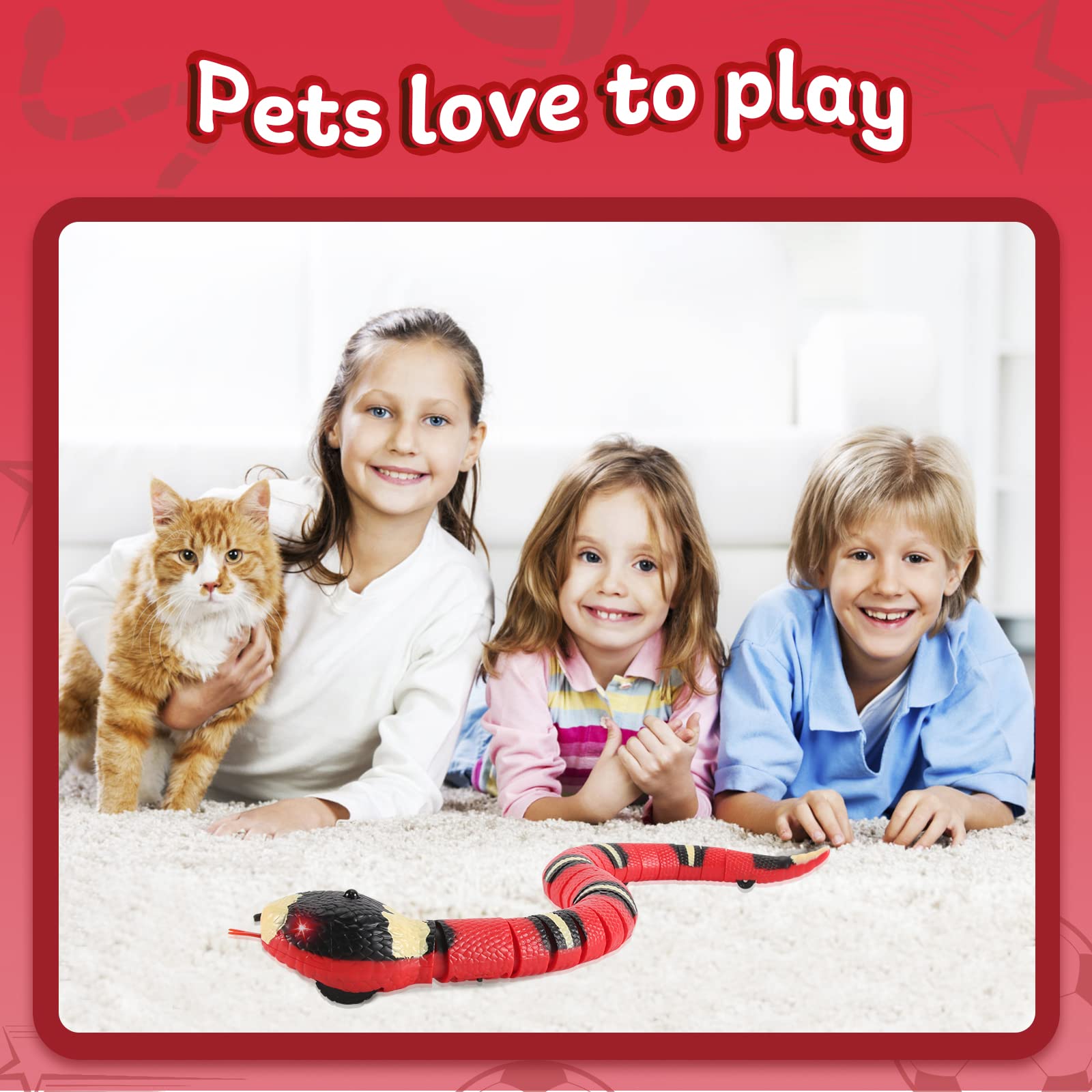 FauKait smart-sensing-snake obstacle avoidance prevents trapping during play.