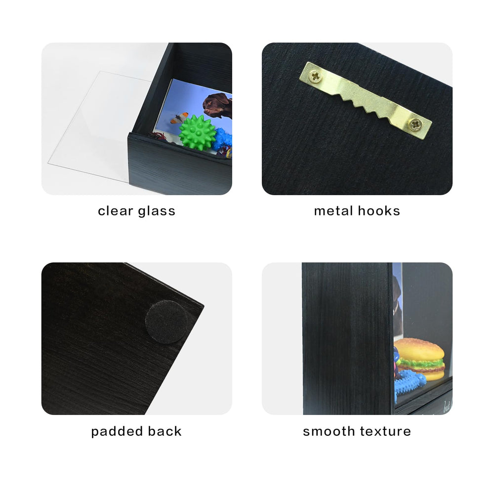 Favonuovy pet memorial shadow box tempered glass front offers clear visibility and durability.