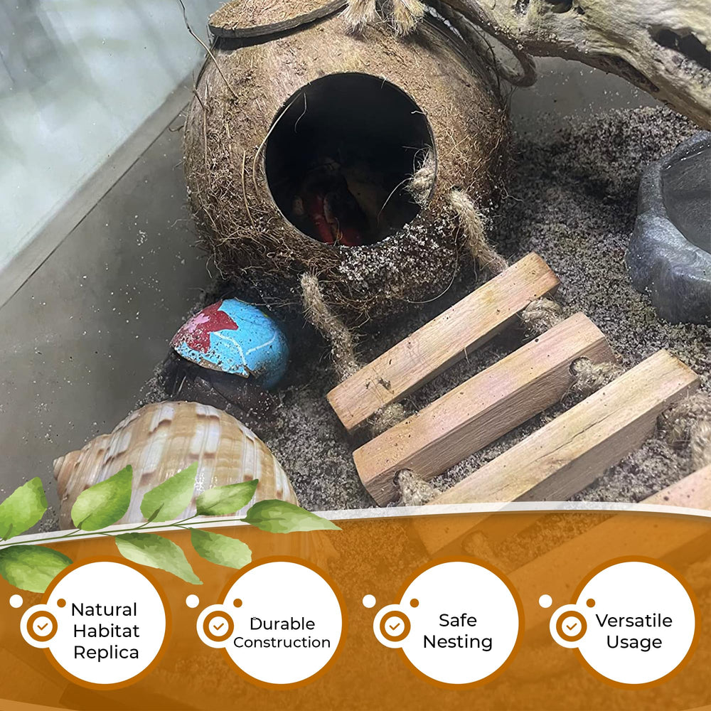 Favozio natural coconut shell hut provides a warm, cozy hideaway supporting comfort.