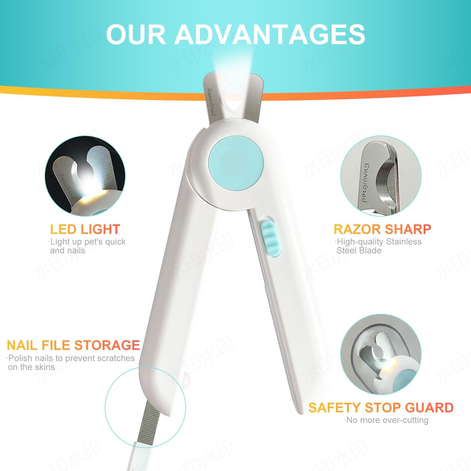 Fayeerewo Pet Nail Clippers Light with child-safe lock adds security.