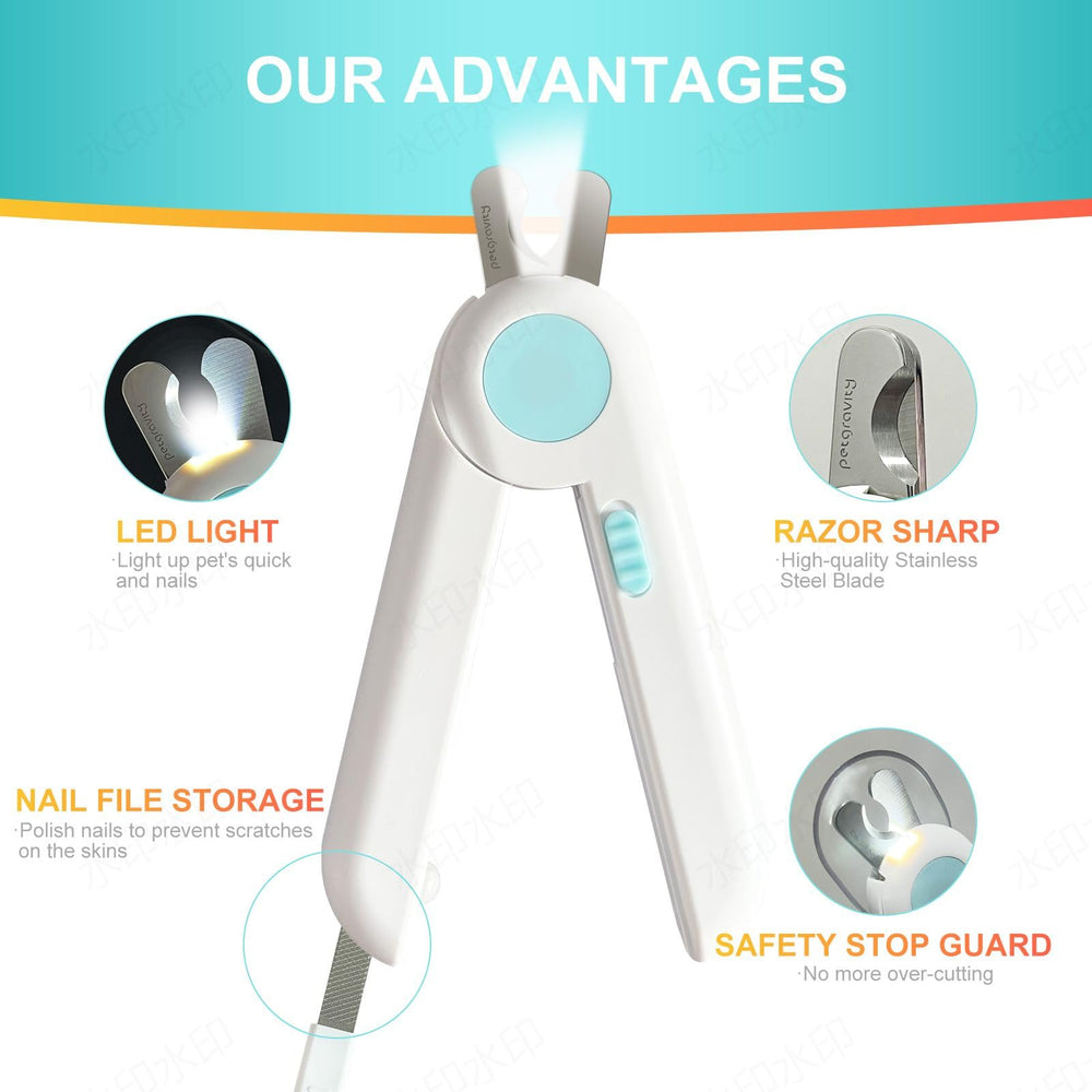 Fayeerewo Pet Nail Clippers Light with child-safe lock adds security.