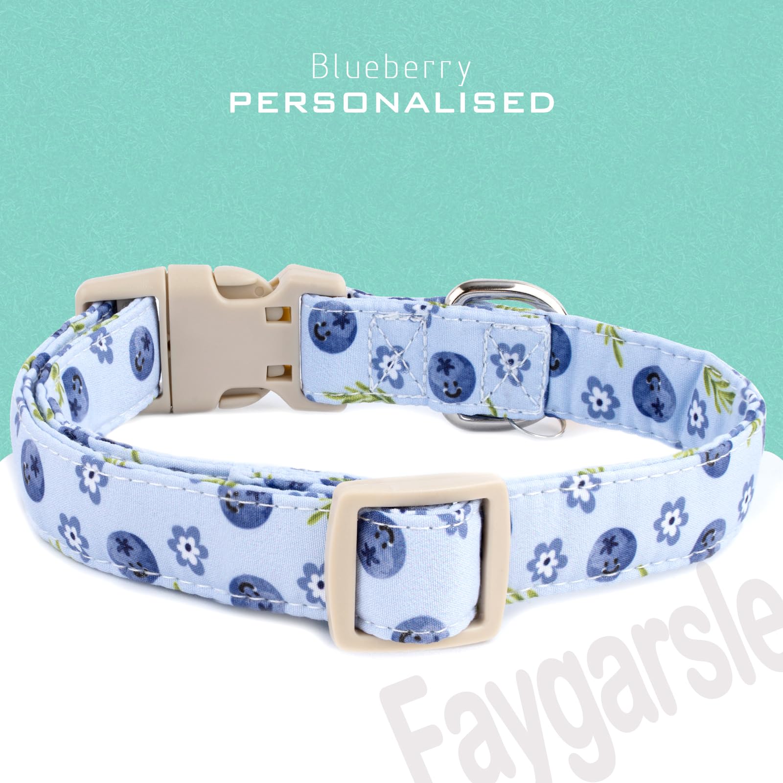 Faygarsle blueberry-pattern dog collar with adjustable buckle for secure fit.