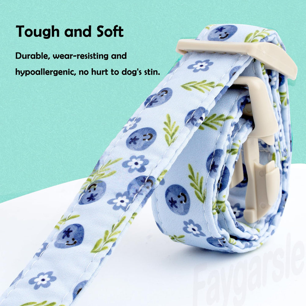 Faygarsle blueberry pattern collar soft fabric resting against a dog's neck