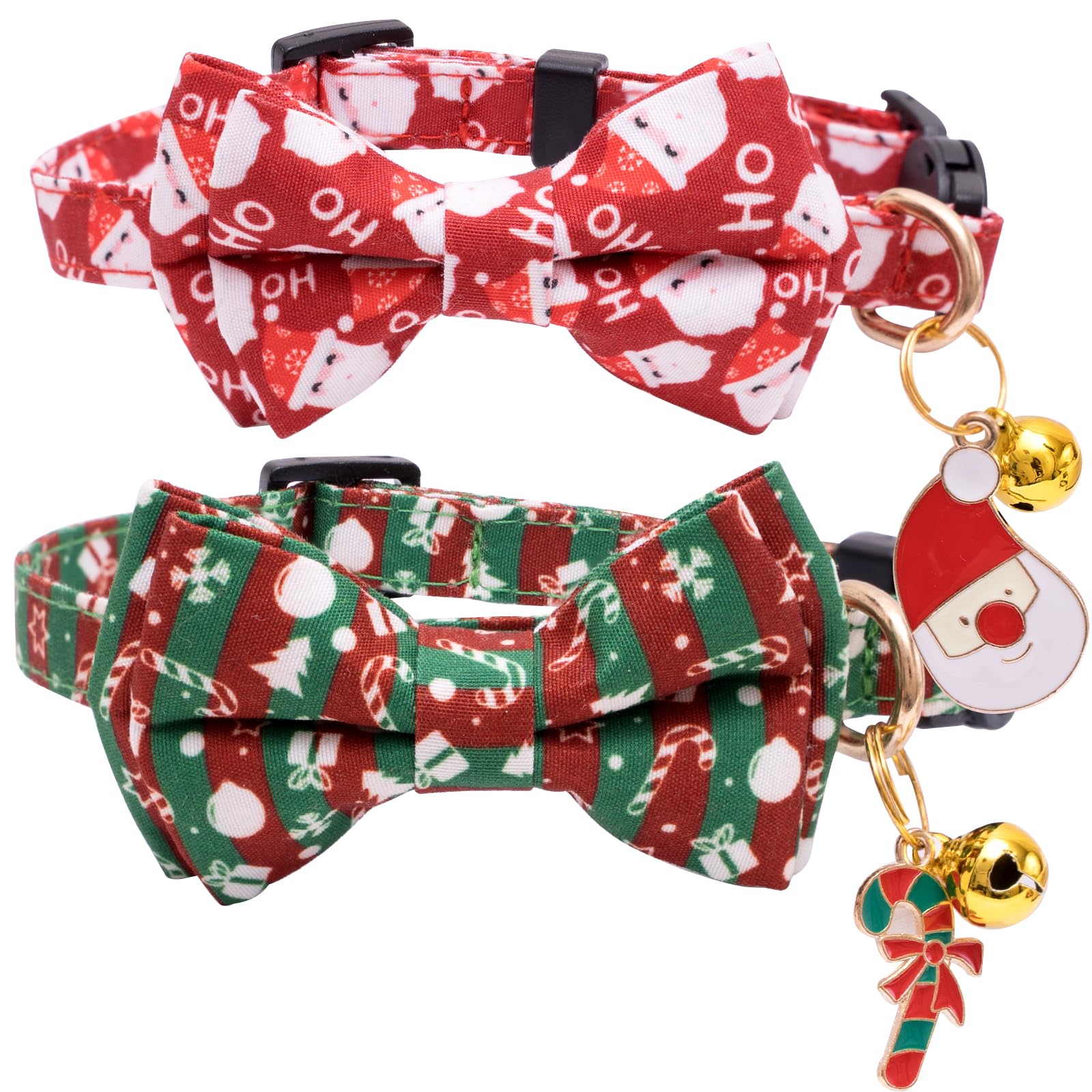 Faygarsle Christmas cat collar bowtie red green for festive photos.