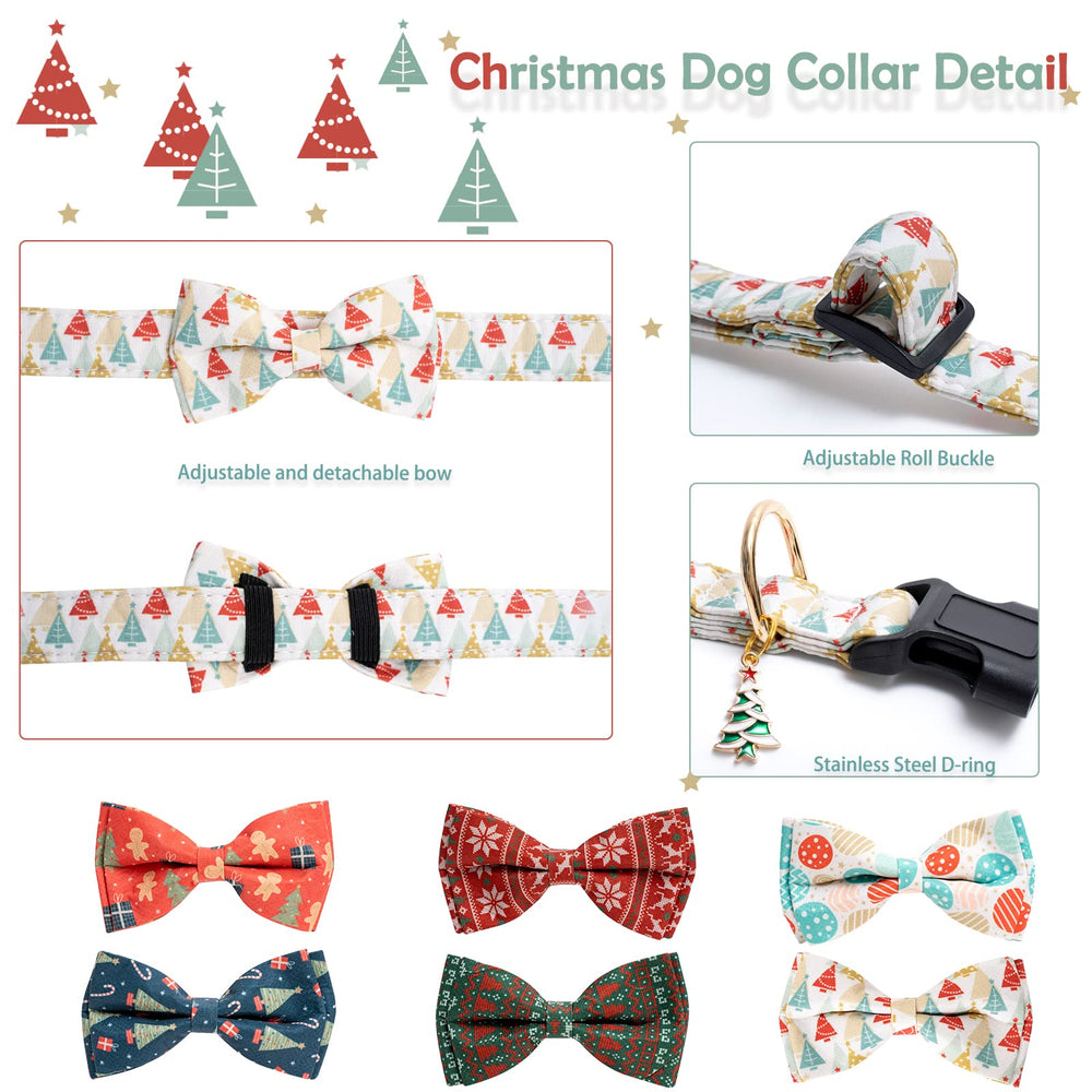 Faygarsle Christmas trees print adds festive charm to dog collar.