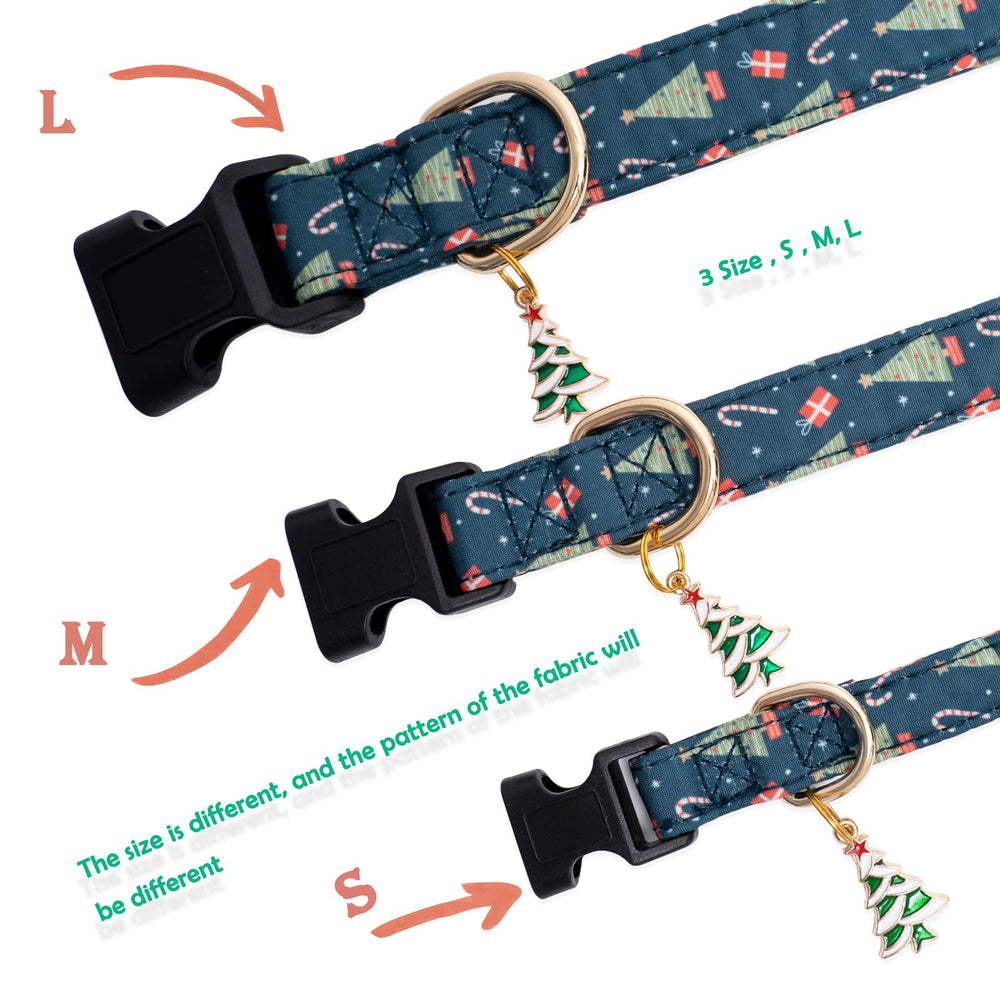 Faygarsle custom Christmas-pattern collar in green suits festive photos.
