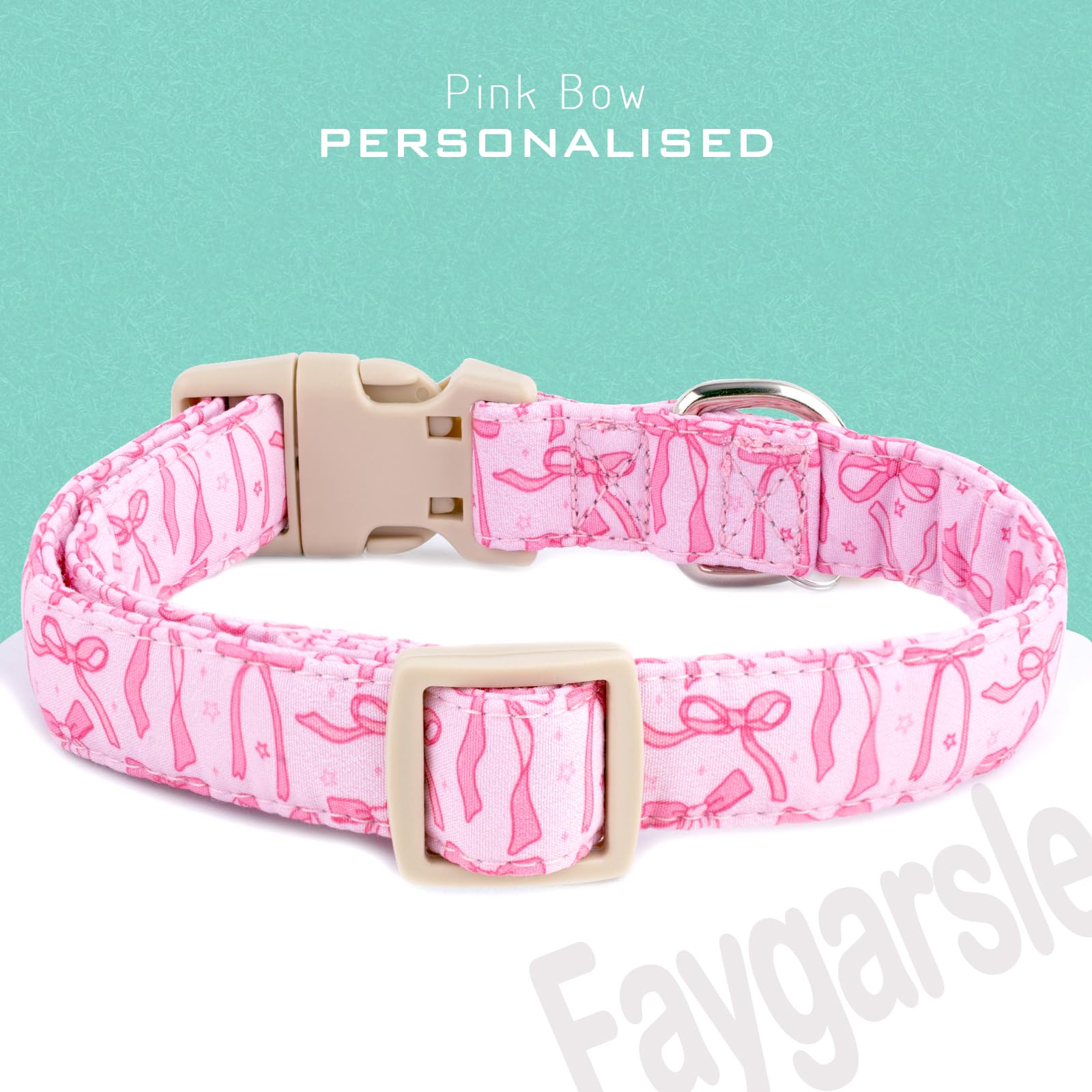 Faygarsle pink bow collar adjustable range enables secure fit for all dog sizes