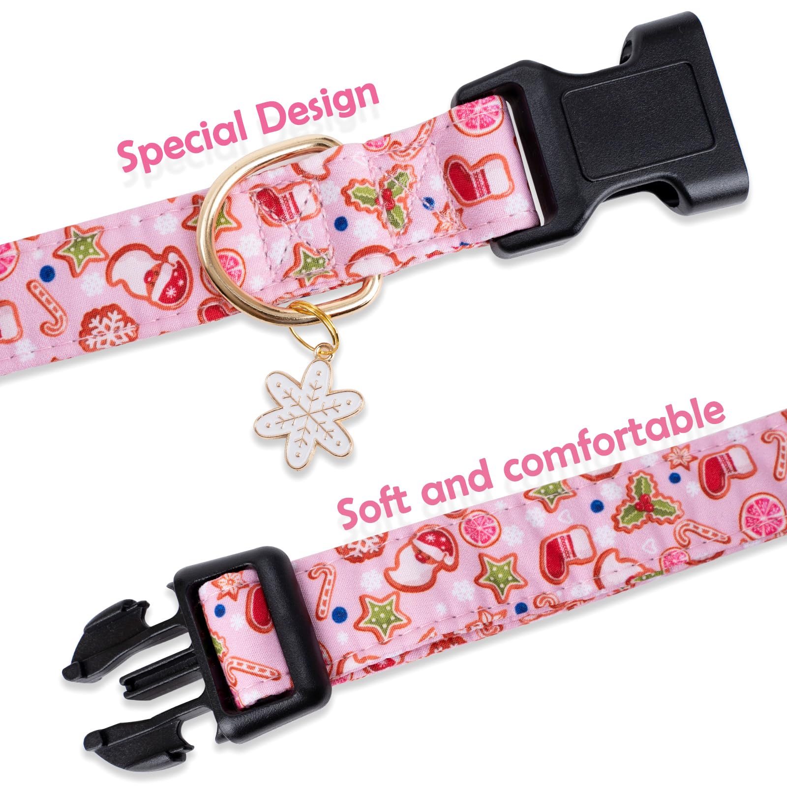 Faygarsle pink dog collar snowflake charm detail adds festive flair