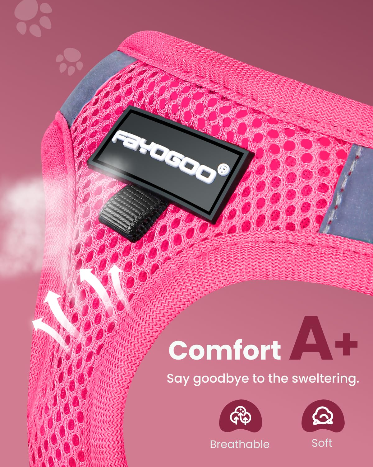 FAYOGOO cat harness escape-proof Velcro provides secure fit for adventures.