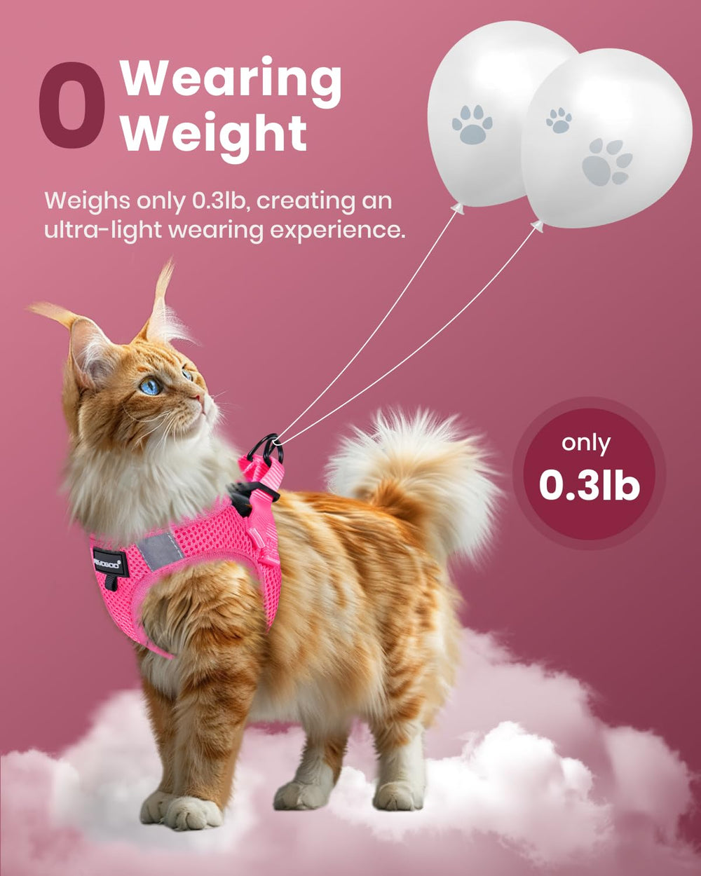 FAYOGOO cat harness one-step put-on design for quick on/off.