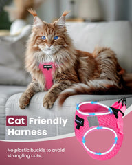 FAYOGOO cat harness with soft padding vest pink for all-day comfort.