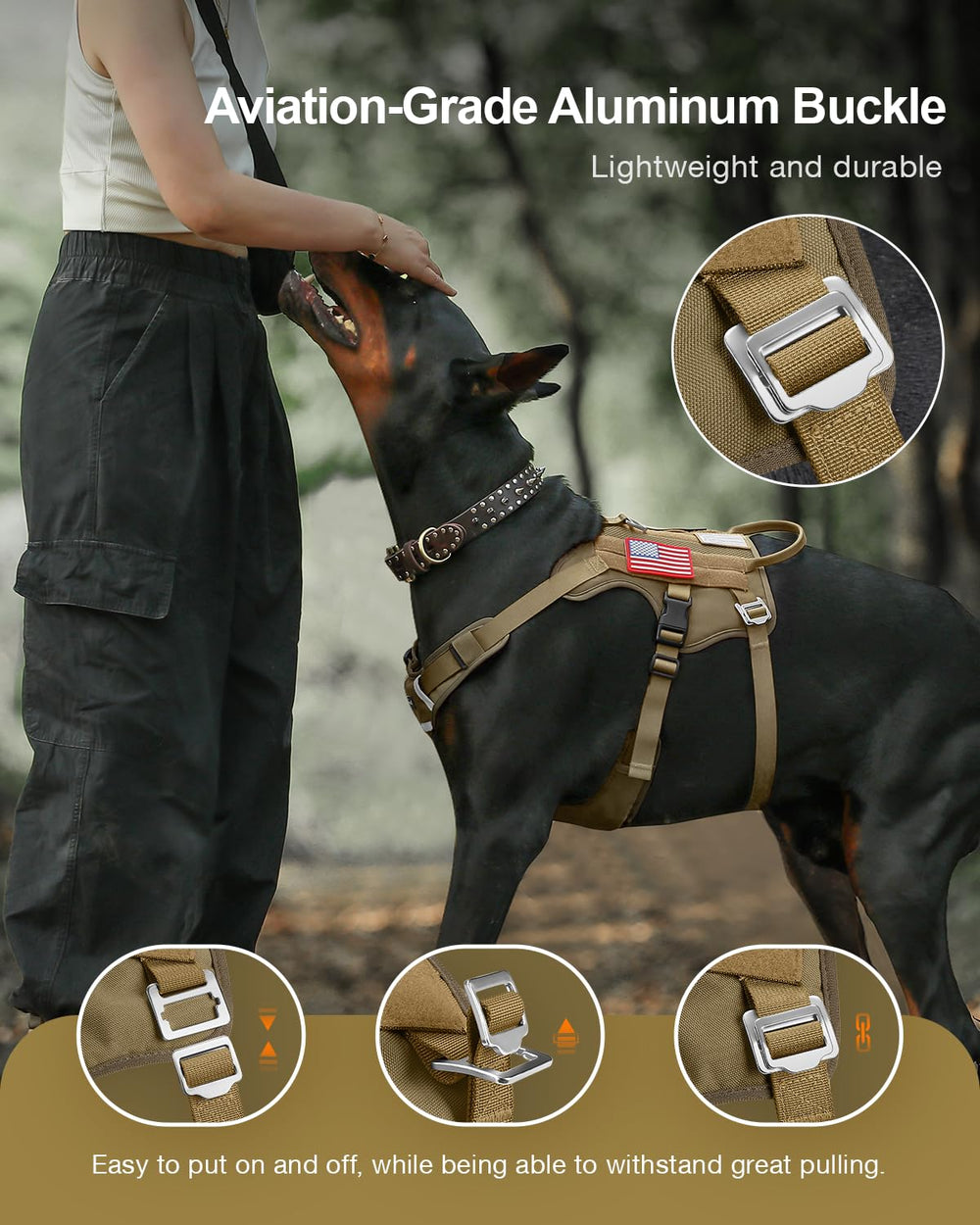 FAYOGOO tactical harness buckle closure image emphasizes quick-release safety during training.