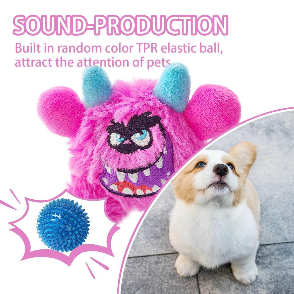 FCCUM Little Monster plush face design—cute, trendy puppy toy for all breeds.