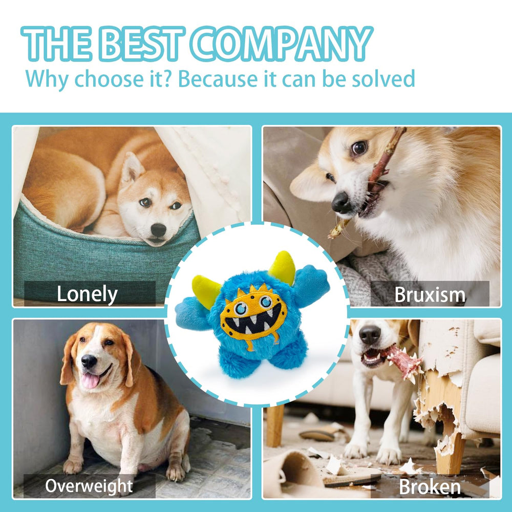 FCCUM Plush Squeaky Dog Ball large blue toy is durable and interactive.