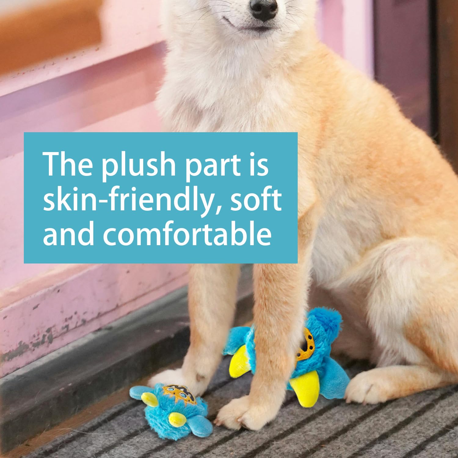 FCCUM Plush Squeaky Dog Ball inner elastic ball adds surprising bounce during fetch.