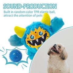 FCCUM Plush Squeaky Dog Ball Little Monster design enhances playtime appeal.