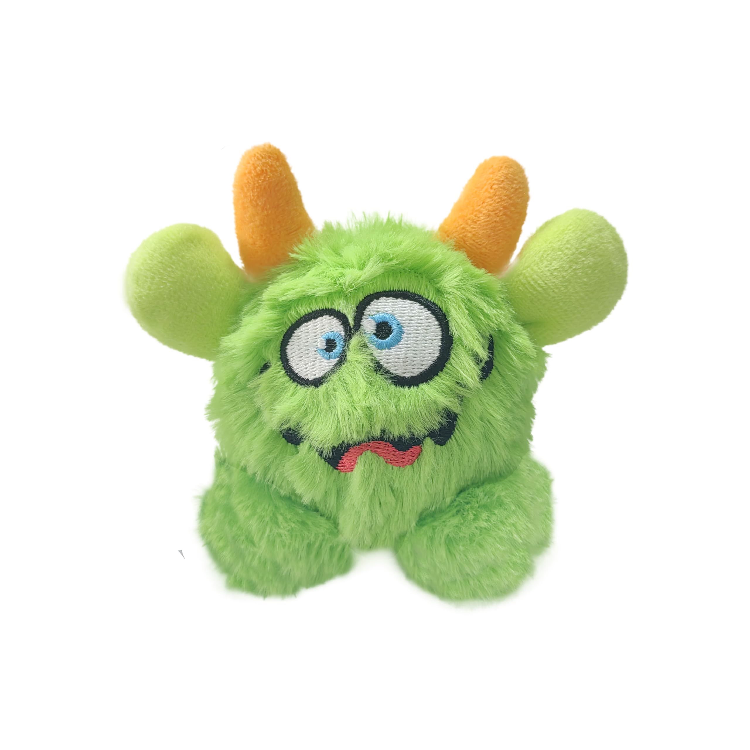 FCCUM plush squeaky dog toy ball green front view highlights curiosity during fetch