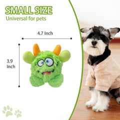 FCCUM plush squeaky dog toy ball green inner elastic ball detail shows 2-in-1 design