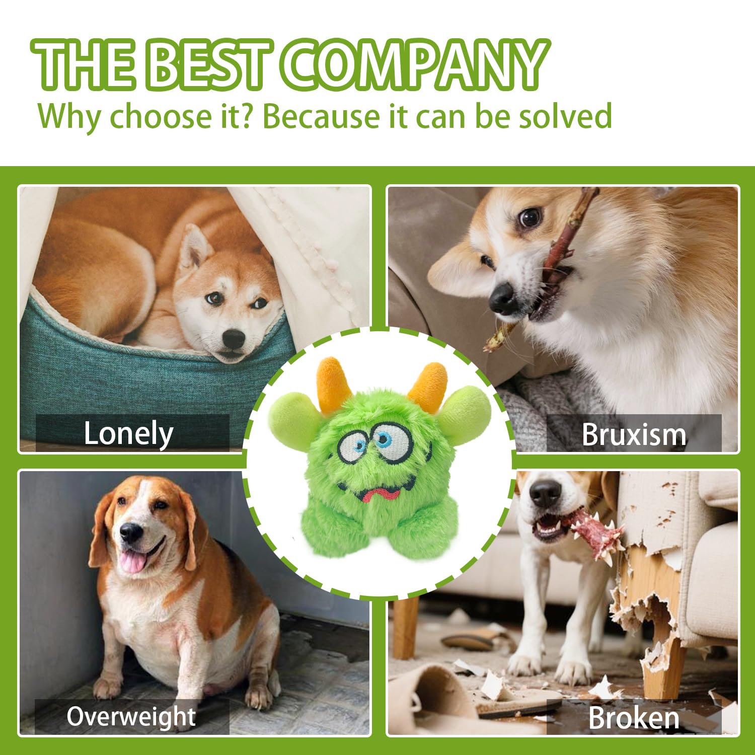 FCCUM plush squeaky dog toy ball green outdoor-play use for bonding sessions