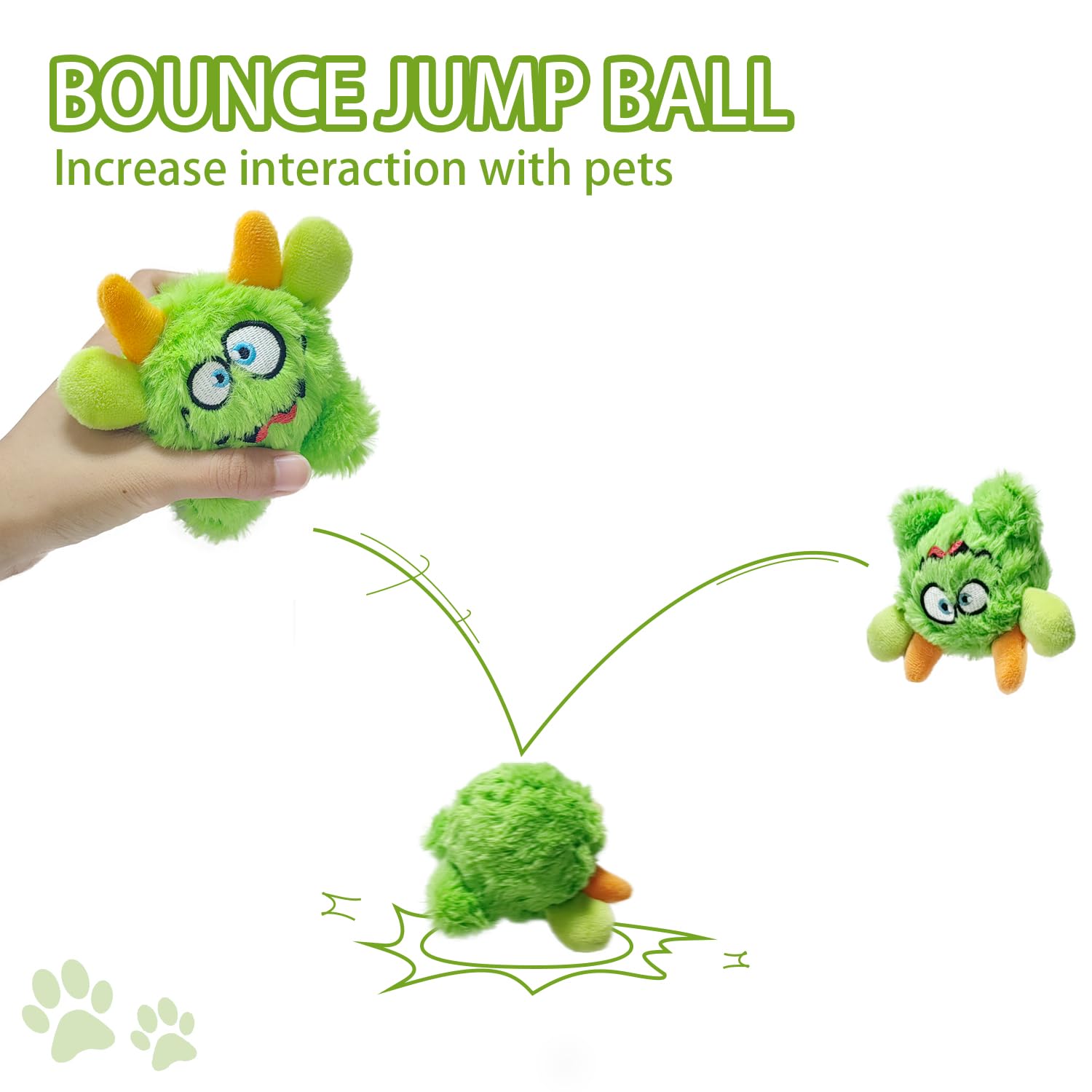 FCCUM plush squeaky dog toy ball green squeak action captures dog attention for training
