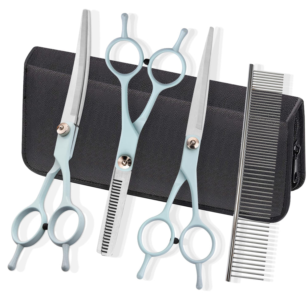 Fcysy grooming kit 7in straight scissors for precise pet coat trimming.