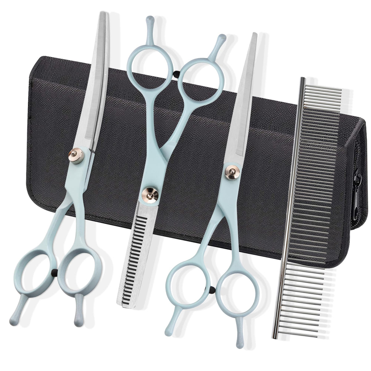 Fcysy grooming kit 7in straight scissors for precise pet coat trimming.