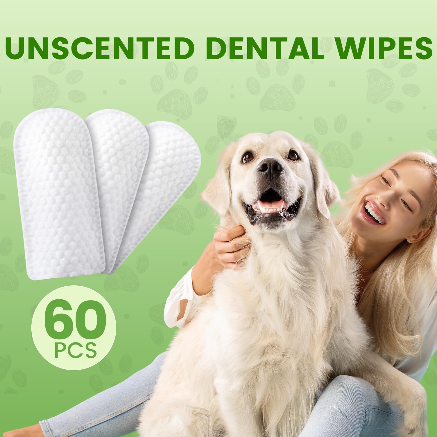 Fdceligoo 60-pcs count display emphasizes long-lasting dental care for pets.