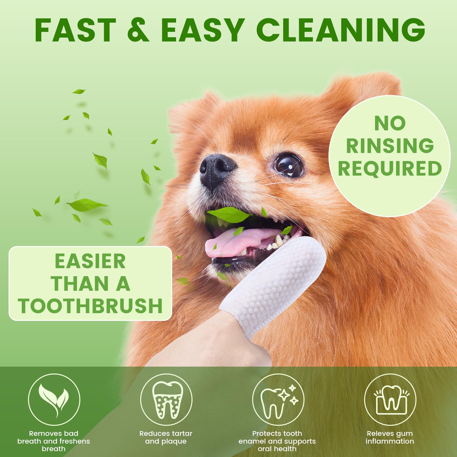 Fdceligoo dog dental wipes breath-freshening closeup helps keep pet breath fresh between meals.