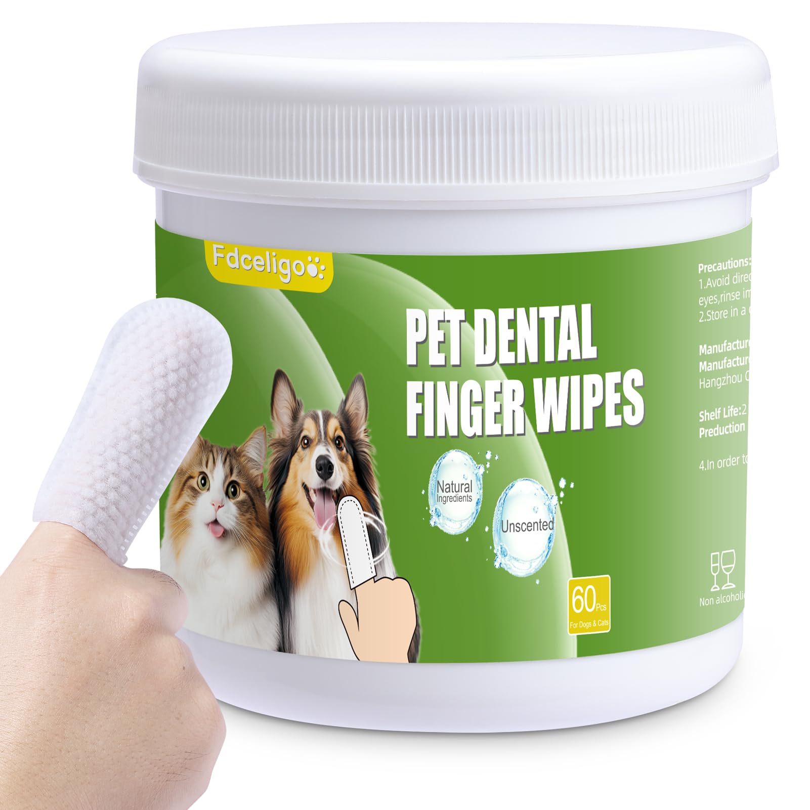 Fdceligoo dog dental wipes packaging demonstrates mess-free dental care on the go.