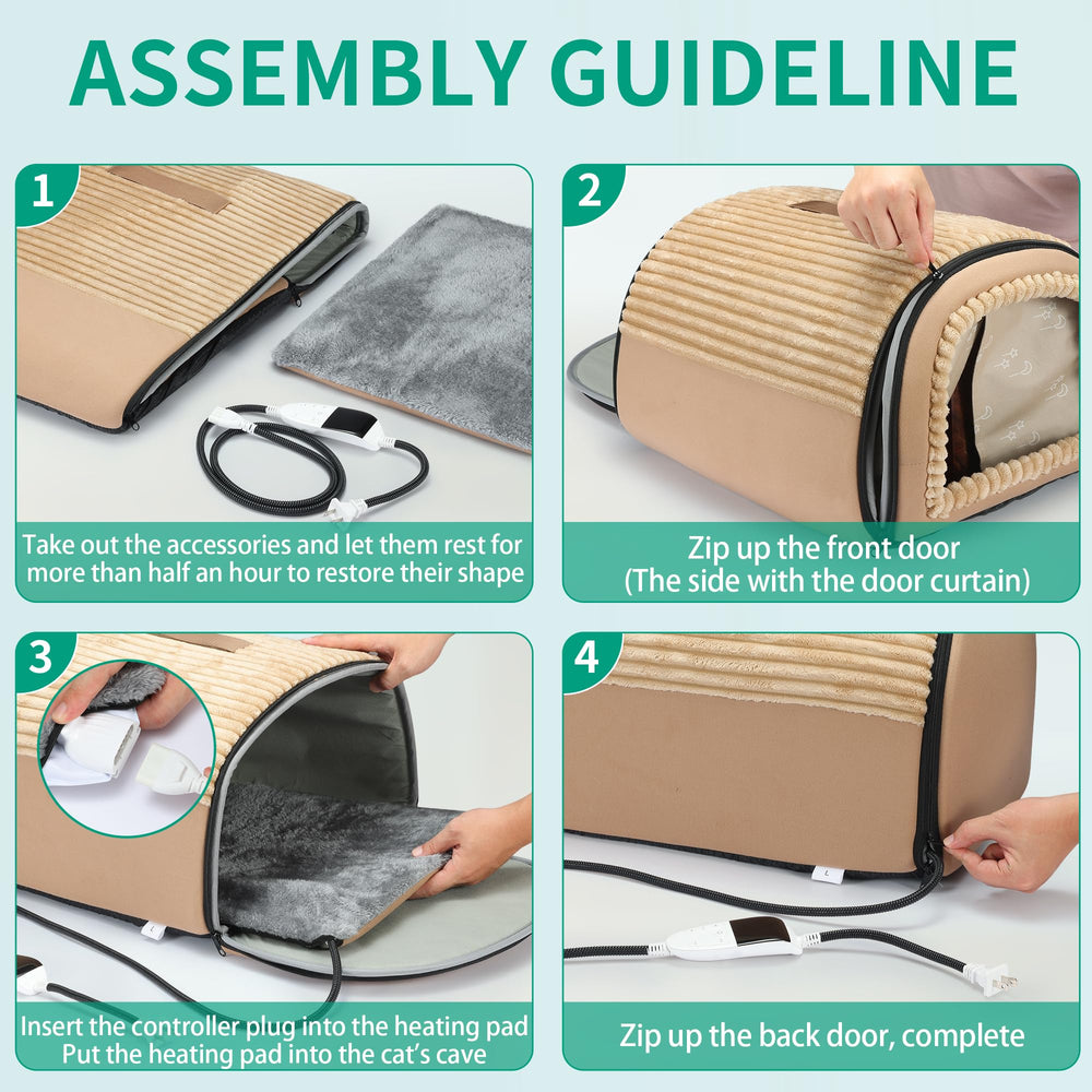 Fdceligoo smart heated cat bed dimensions label helps sizing decisions.
