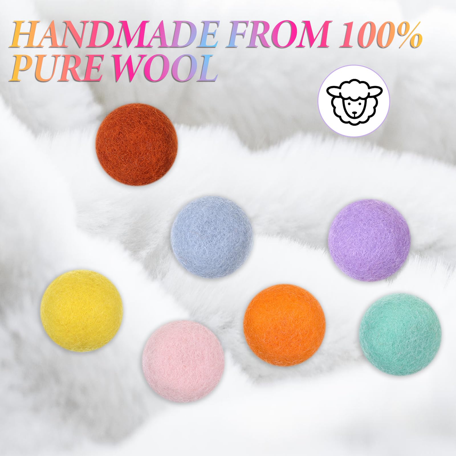 FdcZeyxior felt-wool balls in bright colors for kittens
