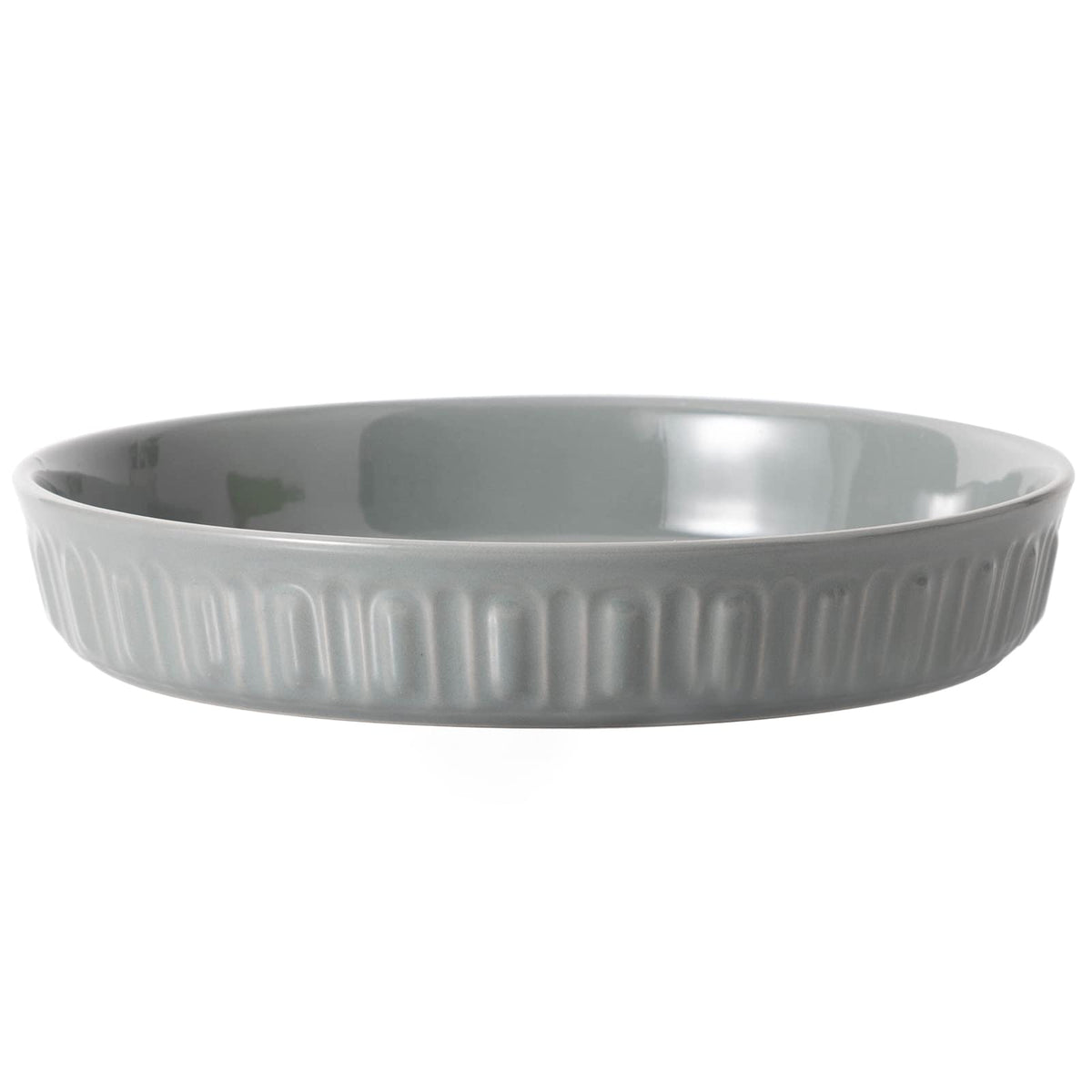 FE Fun Elements shallow dog bowls grey front view with non-slip base.