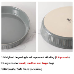 FE Fun Elements shallow dog bowls grey heavy base emphasizes anti-tip design.
