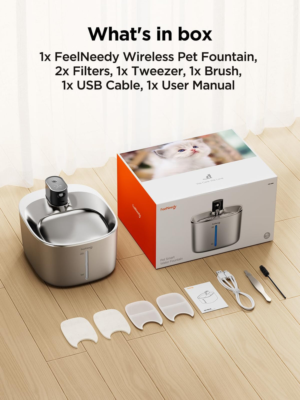 FEELNEEDY 4000mAh battery lets fountain run cordless anywhere.