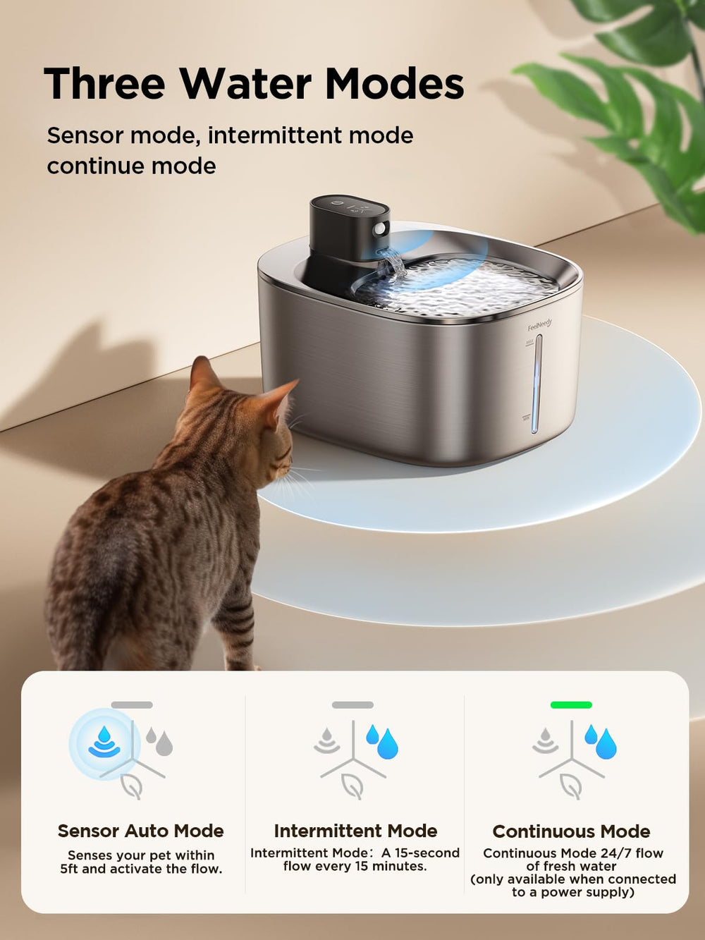 FEELNEEDY 5-layer filtration keeps water fresh and odor-free for pets.