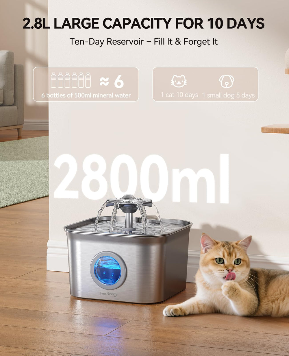FEELNEEDY dishwasher-safe cat water fountain for quick cleaning