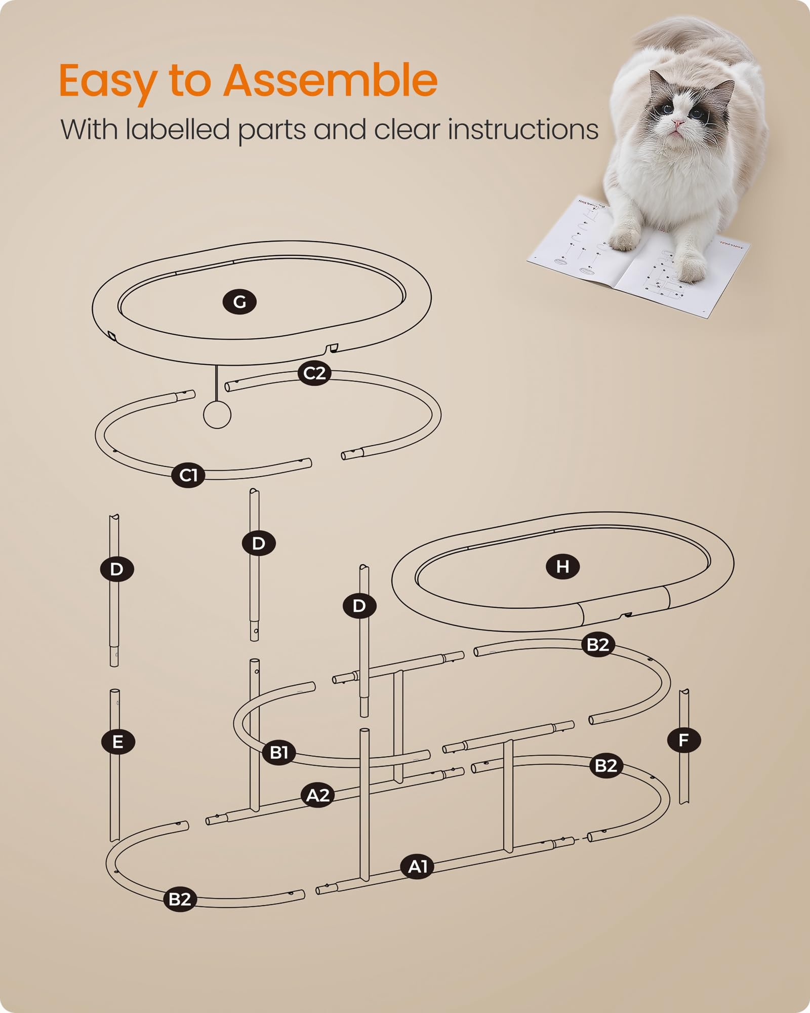 Feandrea elevated cat hammock bed suitable for indoor and outdoor use