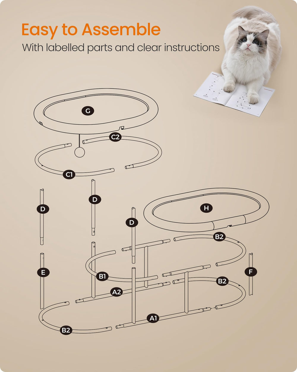 Feandrea elevated cat hammock bed suitable for indoor and outdoor use