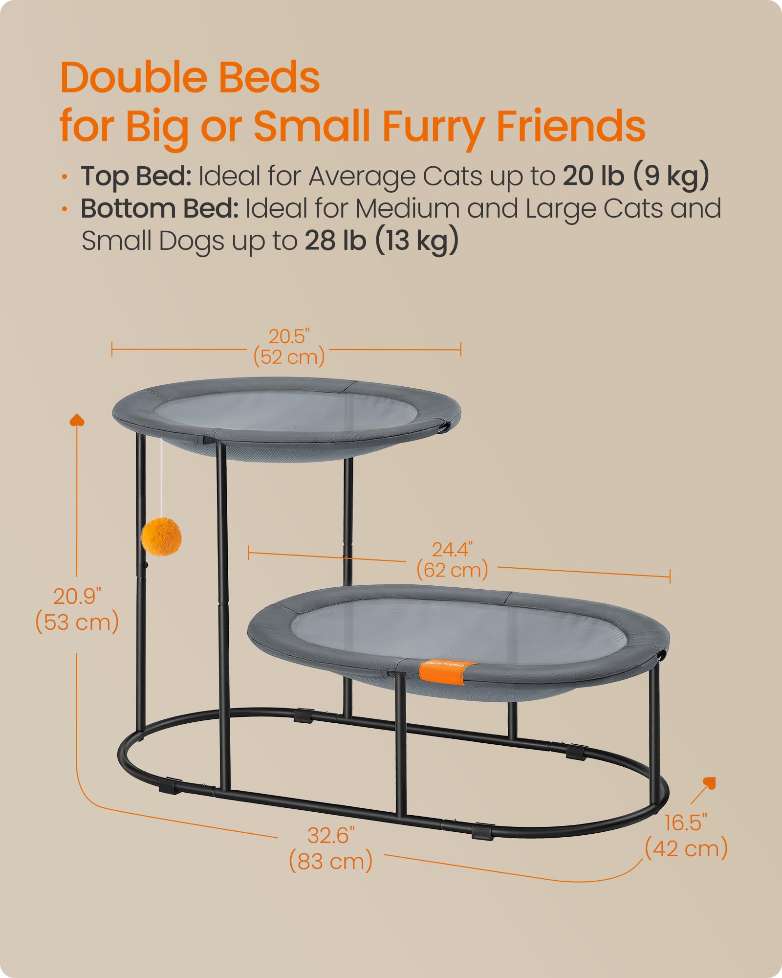 Feandrea cat hammock bed removable washable mesh for easy refresh and cleaning