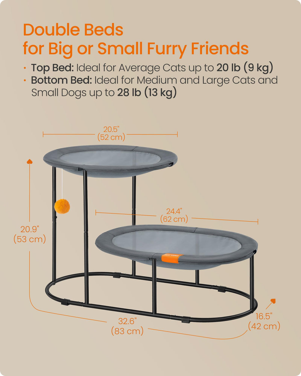 Feandrea cat hammock bed removable washable mesh for easy refresh and cleaning