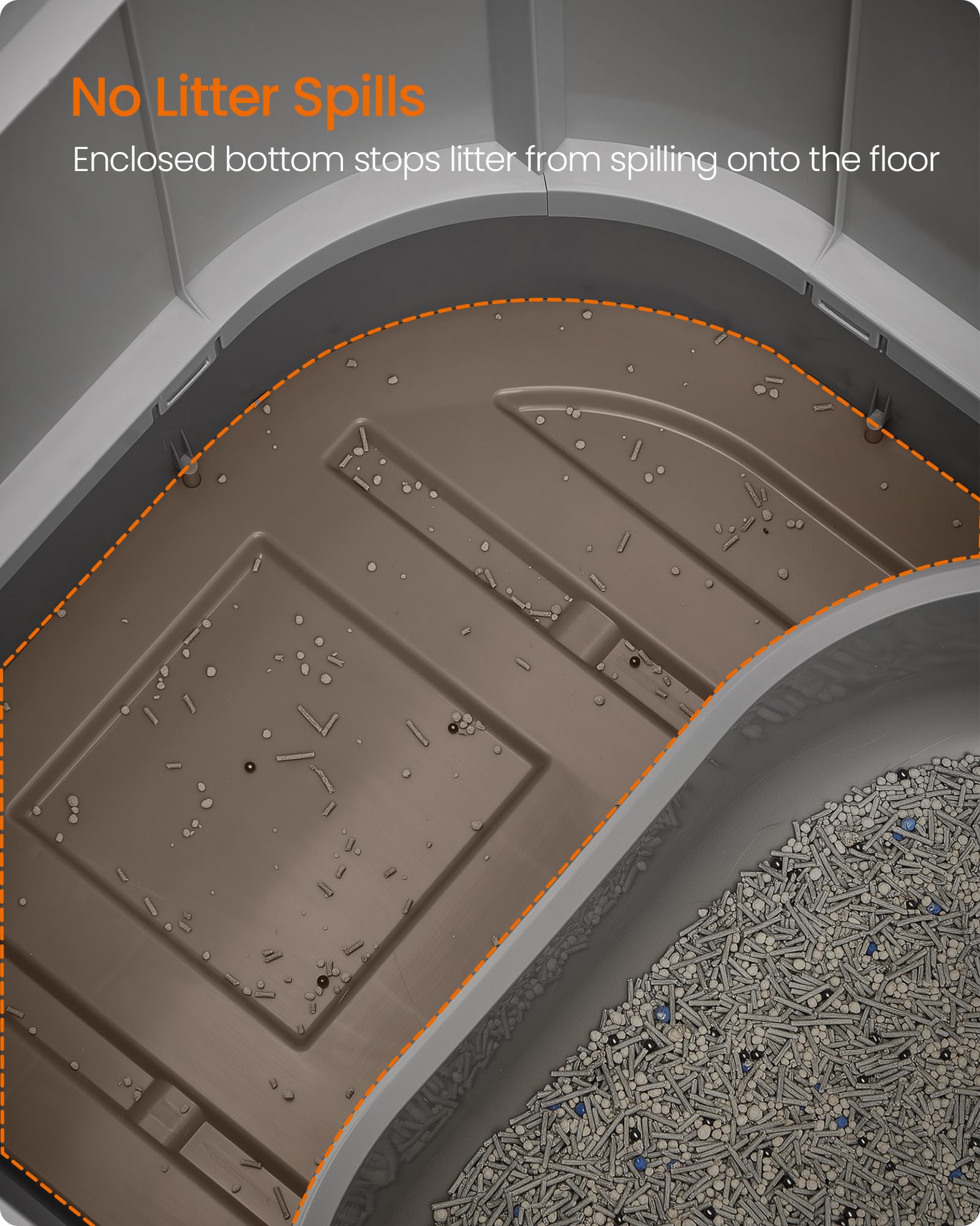 Feandrea litter box showing adjustable door options for flexible entry/exit