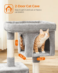 Feandrea cat-tree lower cave nap spot ideal for quiet rest and seniors.